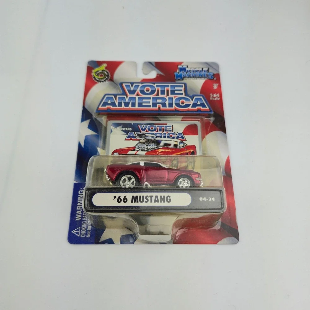 Muscle Machines 1966 Mustang Diecast Car 1:64 Red Vote America 04-34